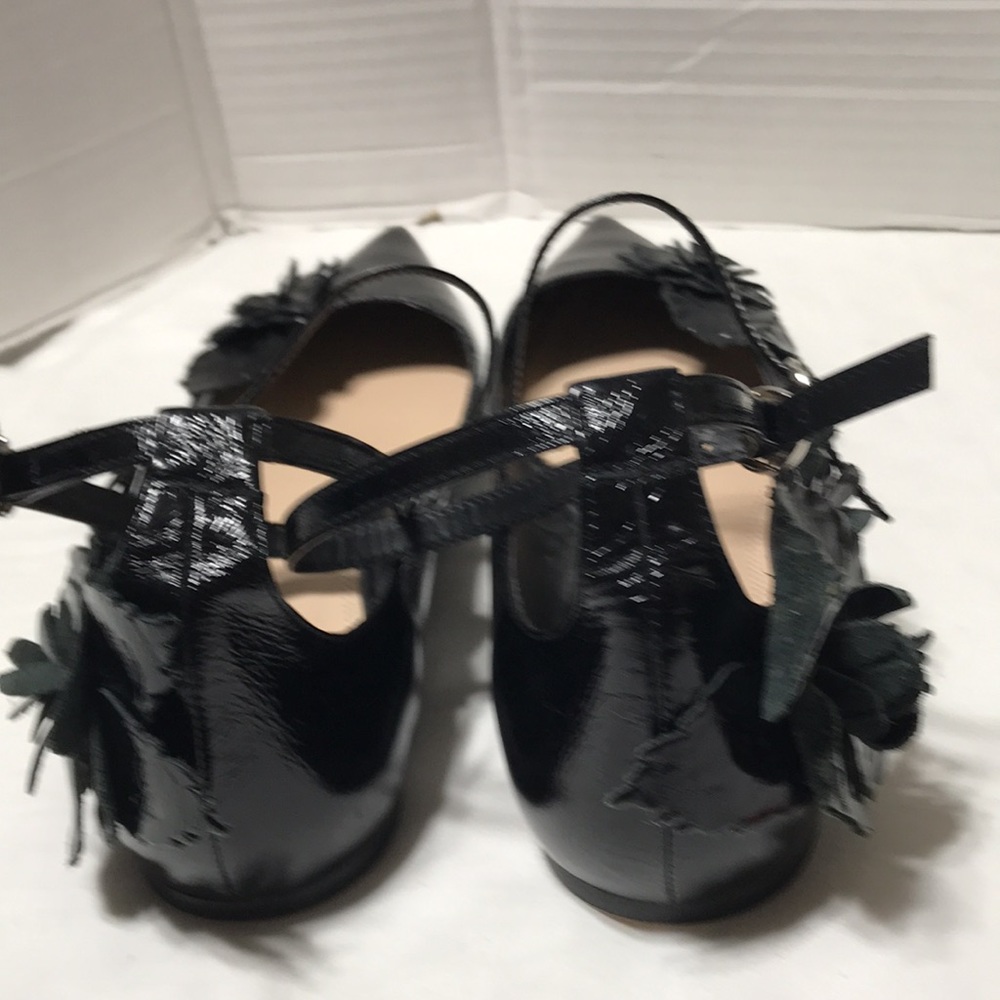 Zara Basic Flower Adorned Pointy Toe Leather Flat… - image 3